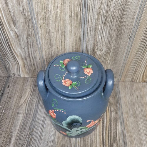 Vintage Rosemaling Topf Kanister, 6-1/4" Glas mit Deckel, Volkskunst - Bild 3 von 6