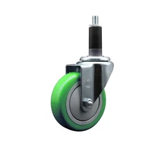4 Inch SS Green Poly Wheel Swivel 1-1/8 Inch Expanding Stem Caster SCC