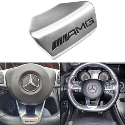3D Chrome Badge Fit For Benz D Type AMG Steering Wheel Emblem Squared Base NEW