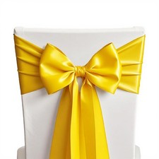 SINSSOWL Pack of 50 Satin Yellow Chair Sashes 7x108 Inches for Wedding