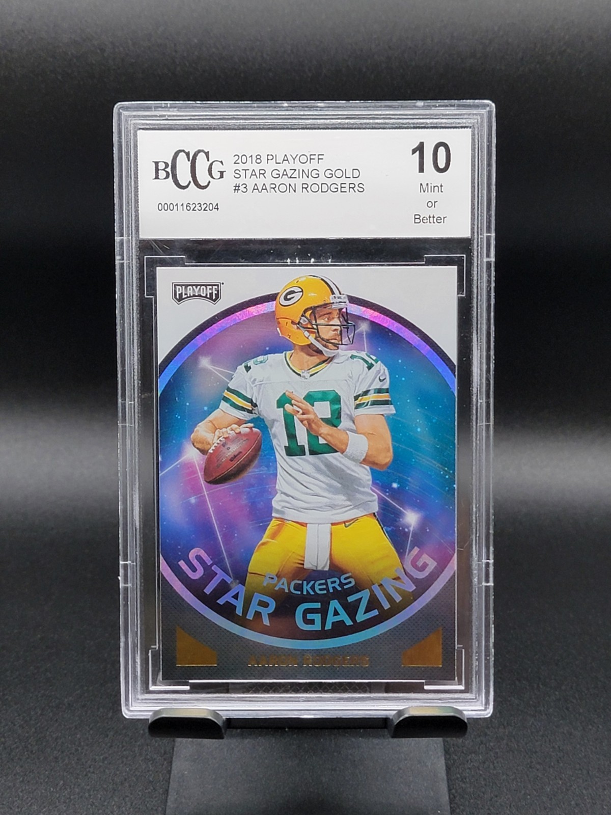 AARON RODGERS ~2018 Panini Playoff #3 ~ Star Gazing Gold  ~ BCCG 10 Mint 🏈