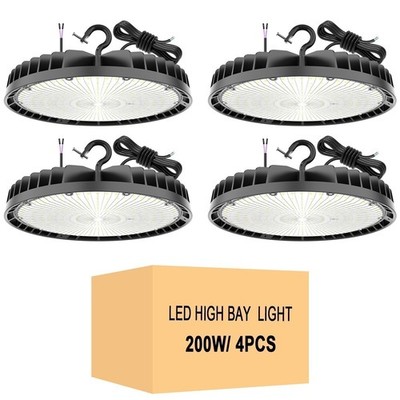 4Pack 200W UFO Led High Bay Light Dimmable Commercial Warehouse Garage Lights