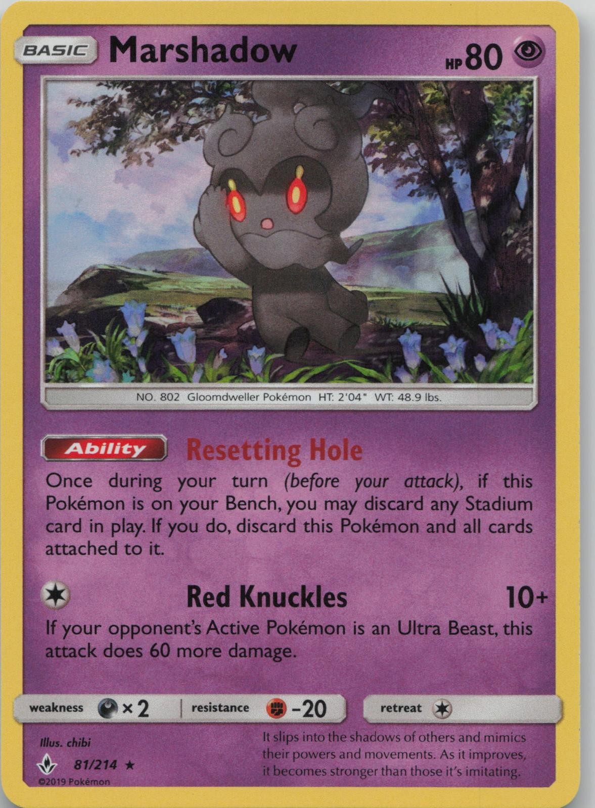 Marshadow 81/214 Holo Rare Unbroken Bonds Pokemon Near Mint