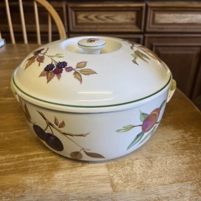 Royal Worcester EVESHAM VALE GROßE Runde Auflaufform mit Deckel Ofen zum Tisch