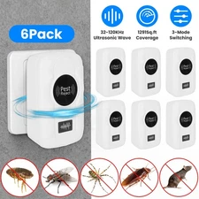 6 Pack 32-120KHz Ultrasonic Insect  Plug In Bug