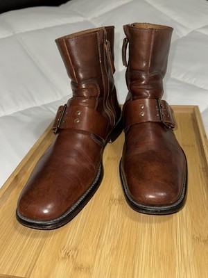John Varvatos Leather Handmade Italy Mens Engineer Boots Zipper/Monk Strap - 8.5