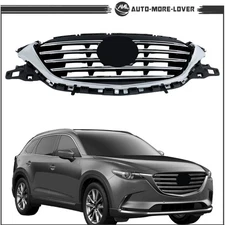Black+Chrome For Mazda CX-9 2016-2021 2022 Front Bumper Upper Grille Plastic