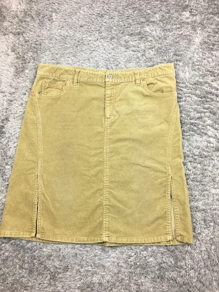 Falda American Eagle Talla 12 Marrón Pana Elastizada Recta Hasta la Rodilla Foto 2 de 4