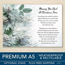 Dad Christmas Memorial Grave Card Waterproof A5 card Stake Christmas in Heaven