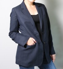 Everlane Womens Cotton-linen Blend Oversized Navy Blue Boyfriend Blazer Size 2