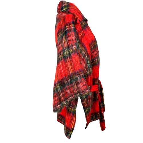 Ben Nevis Jenners Mohair Blend Red Plaid Pullover 3/4 Slv Jacket w/Tie Scotland - Picture 12 of 20