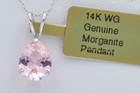GENUINE 1.15 Cts MORGANITE PENDANT 14K WHITE GOLD - Free Appraisal Service - NWT — photo 3