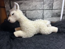 Aurora 12" Llama Plush Stuffed Animal Toy. Cream With Black Hooves.