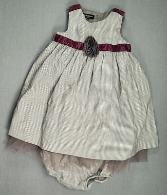 Baby Girl Clothes Wendy Bellissimo 18 Month Gray Burgundy 2PC Jumper W/Bloomers