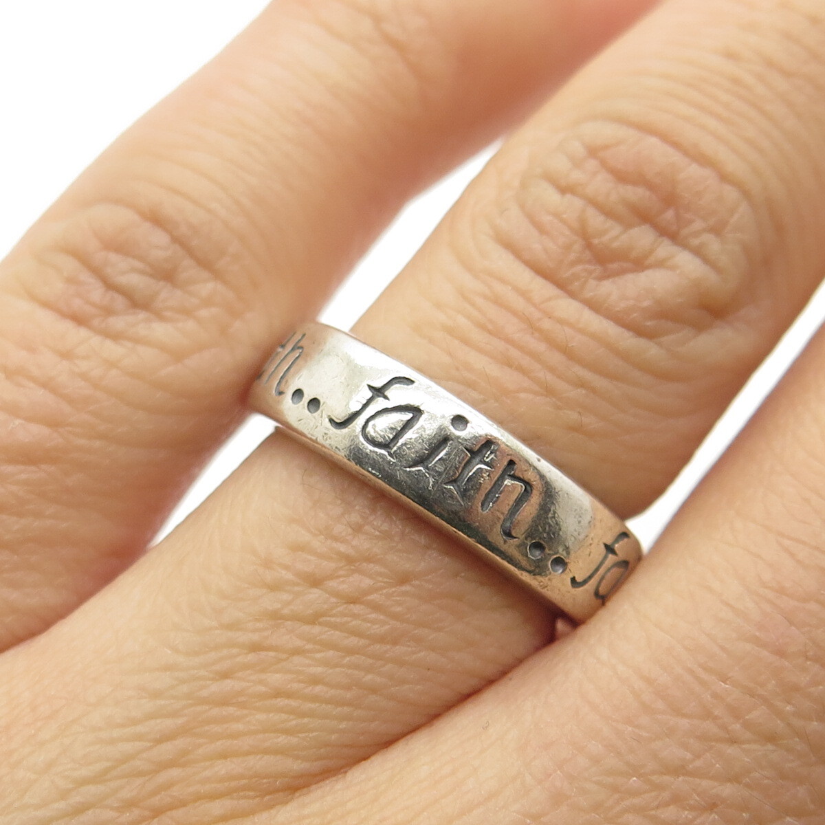 MWS Mark Wasserman Samara 925 Sterling Silver Vintage Faith Band