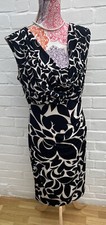 Phase Eight Wiggle Shift Dress UK 16 Navy Blue Formal Work Cowl Neck