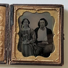 Antique Ambrotype Photograph Lovely Couple Women One Dressed In Masc Attire