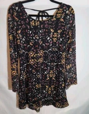 Xhilaration Dress Women M Boho Fetival Long Bell Sleeve Dress Crochet 