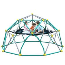 13FT Kids Geometric Dome Climber Play Center Rust  UV Resistant Steel w/Hammock