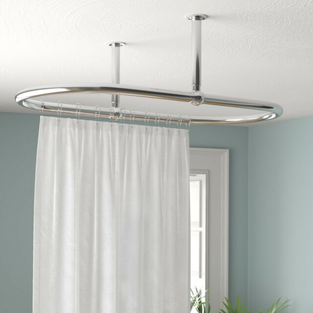 Oval Shower Curtain Rail, Ceiling Mounted Shower Curtain Pole