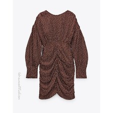 ZARA Draped Long Sleeve Mini Dress Size XS