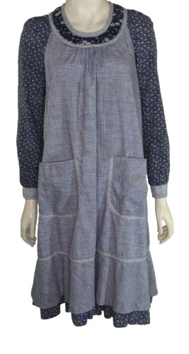 Jody T Dress Parrie Vintage Blue Patchwork Long S… - image 1