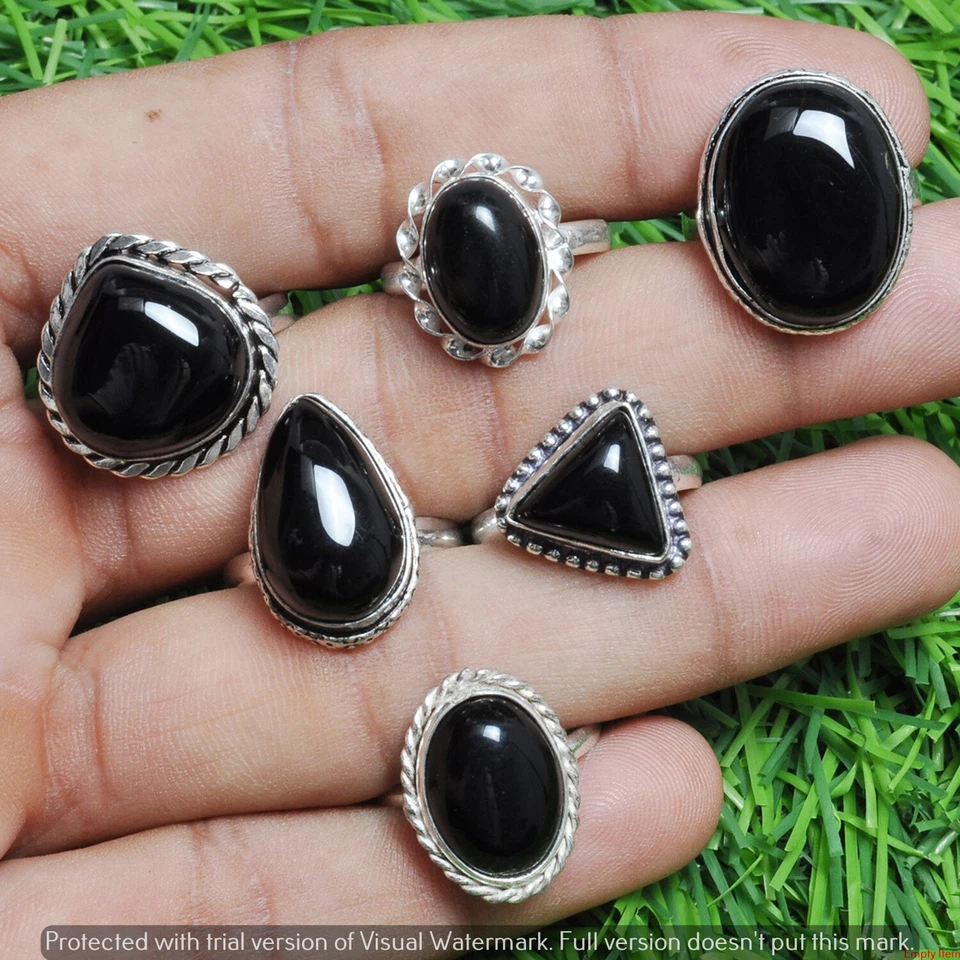 Black Onyx Gemstone 925 Sterling Silver Plated Handmade Fashion Lot Rings - Image 2 of 4