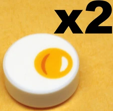 NEW LEGO - Tiles - Round 1x1 - Decorated - Egg White x2 - 41432 70840 75980