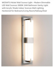 Nickel Wall Sconce Light - Modern Dimmable LED Wall Sconces 3000K 24W Bathroom