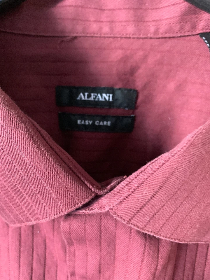 Alfani Burgandy Hombres Abotonada Manga Larga X-Grande 17 1/2 32-33 100% Algodón Foto 3 de 4