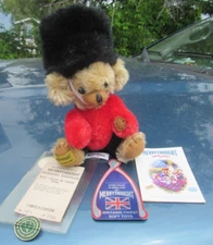 VINTAGE MINIATURE MOHAIR TEDDY BEAR MERRYTHOUGHT ENGLAND MINI CHEEKY TAGS CUTE