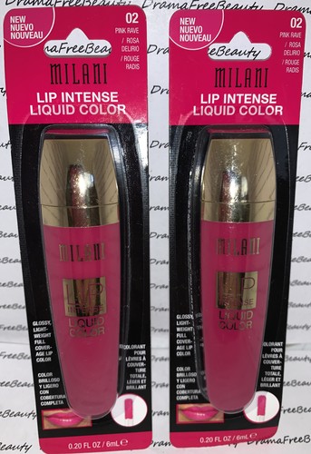 2 Milani Lip Intense Liquid Lip Color Full Coverage Gloss 02 *PINK RAVE* Duo Lot - Picture 4 of 8