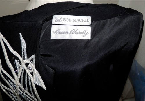 BOB MACKIE COUTURE BLACK SILK EVENING JACKET RARE VINTAGE 1980'S SIZE 8 - Picture 7 of 14
