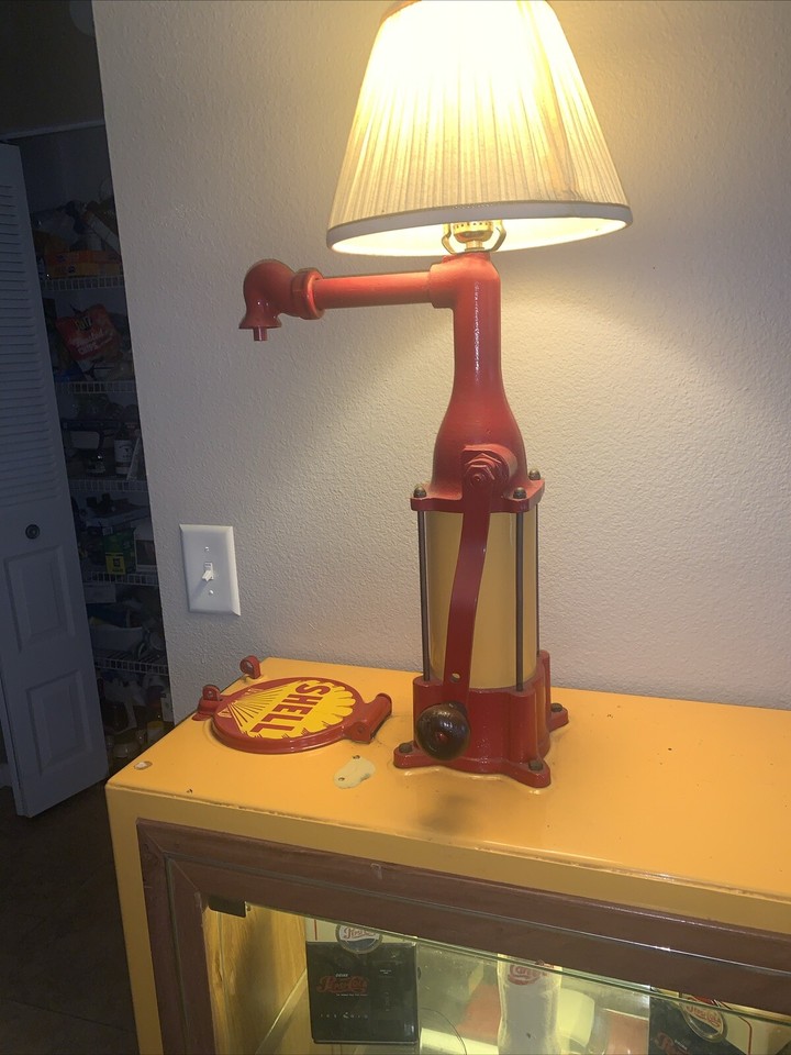 Vintage Oil Tank Lubester Pump Dispenser with Hand Crank Shell