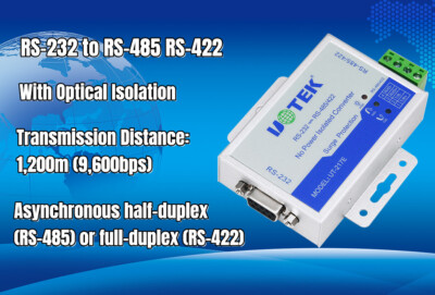RS-232 to RS-485 RS-422 Converter RS232 RS485 422 Adapter DB9 Connector Isolated