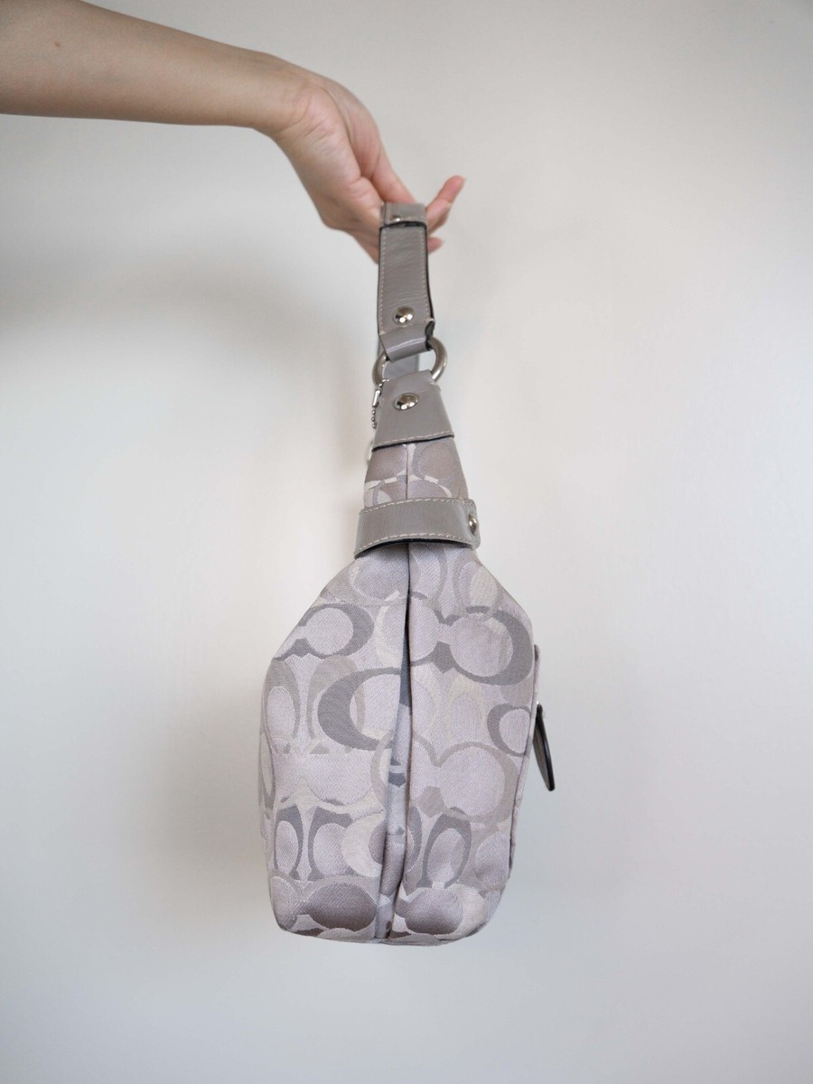 Coach Silver Hobo Shoulder Bag Y2K Monogram Canvas Vintage