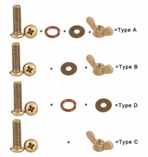 M3 Brass Phillips Round Head Screws+Wing Nuts+Flat+Spring Washer Kit