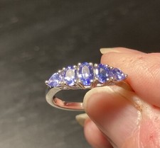 Tanzanite 5 Stone Band Ring Sz 8 Sterling 925