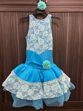 REVOLUTION DANCE COSTUME child Large competition RECITAL ballet BLUE sequin TUTU