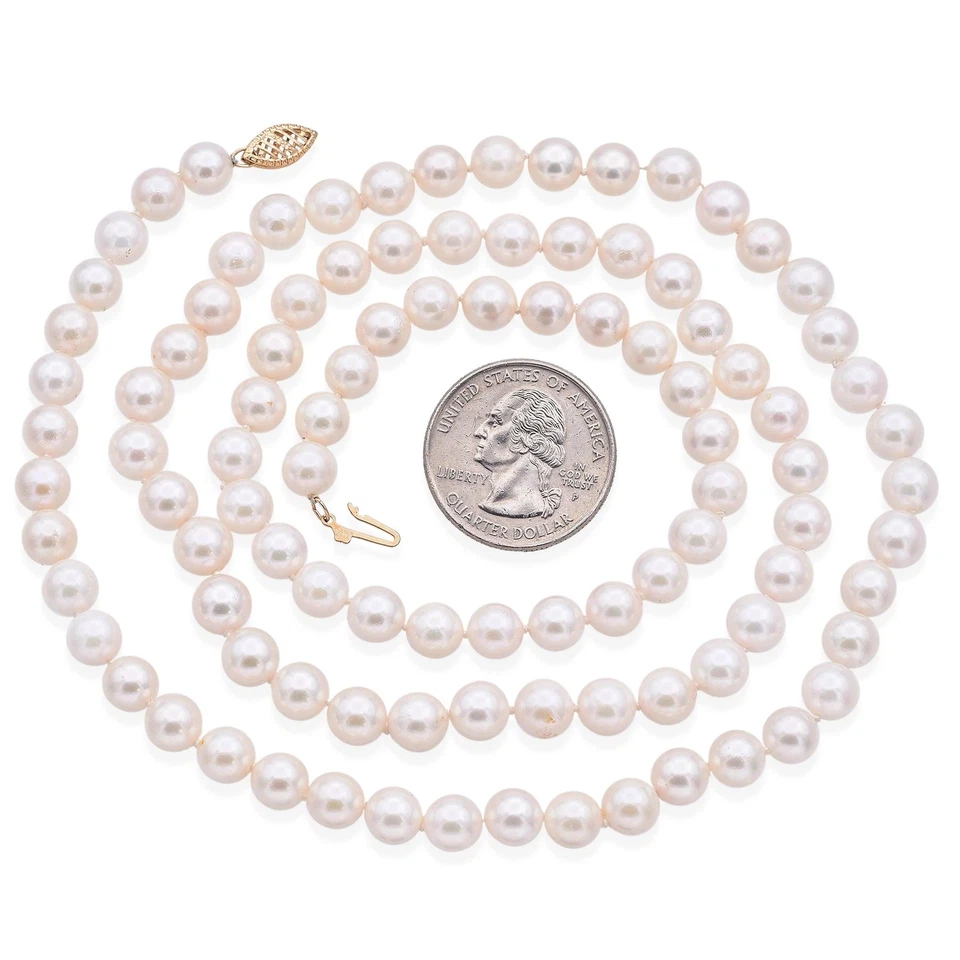 Vintage 14K Yellow Gold Pearl Beaded Strand Necklace 31 Inches - Image 2 of 4