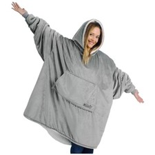 THE COMFY Original Oversized Sherpa Lined Wearable Blanket Adult Pullover Gray
