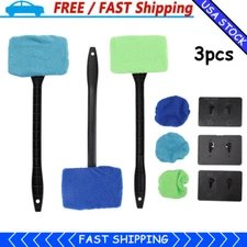 3xMicrofiber Windshield Clean Car Auto Wiper Cleaner Glass Window Tool Brush Kit