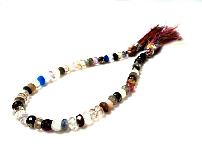 Natural Multi Stone Rondelle 6-7mm Faceted Loose Gemstone Beads 8''Inch 70Cts