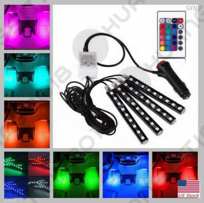 RGB LED Interior Light Kit For Cars - Under Dash, Footwell, Seats With Remote 6 thumbnail image