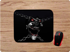 BLOODY RED EYED SKULL IN CHAINS DARK ART SCARY FREAKY UNIQUE CUSTOM MOUSEPAD