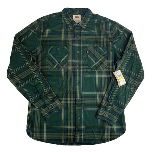 Levi's Men's Button Up Collared Green Malden Plaid Shirt Size Medium - Picture 4 of 7