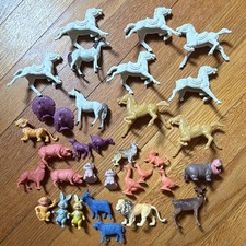 Lot of Vintage Hong Kong Painted Plastic Animal Figurines