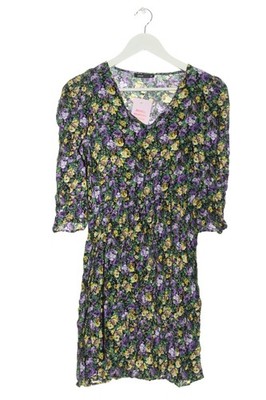 DEFACTO Langarmkleid Damen Kleid Gr. DE 38 grün-lila-blassgelb Casual-Look