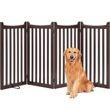 Freestanding Wooden Fence Four-Panel Puppy Fence Foldable Pet Gate for Small Dog