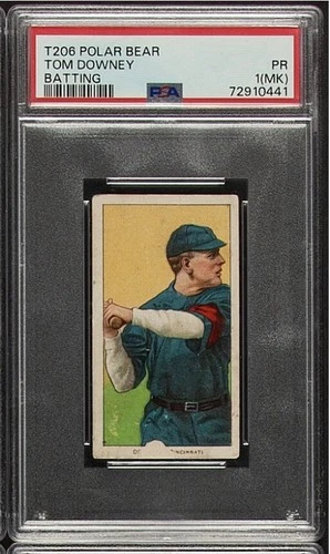 Tom Downey T206 Polar Bear Batting PSA 1 (MK) Cincinnati 